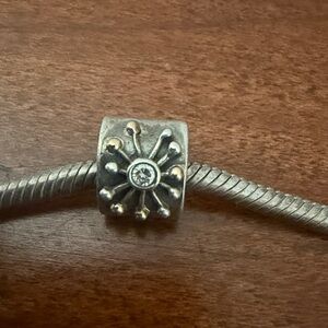 Pandora Starburst CZ and Sterling Charm